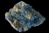 Blue Cubic Fluorite on Smoky Quartz - China #141799-1